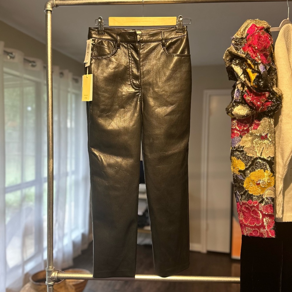 NWT Wilfred cropped Melina high rise straight leg faux leather trousers size 2